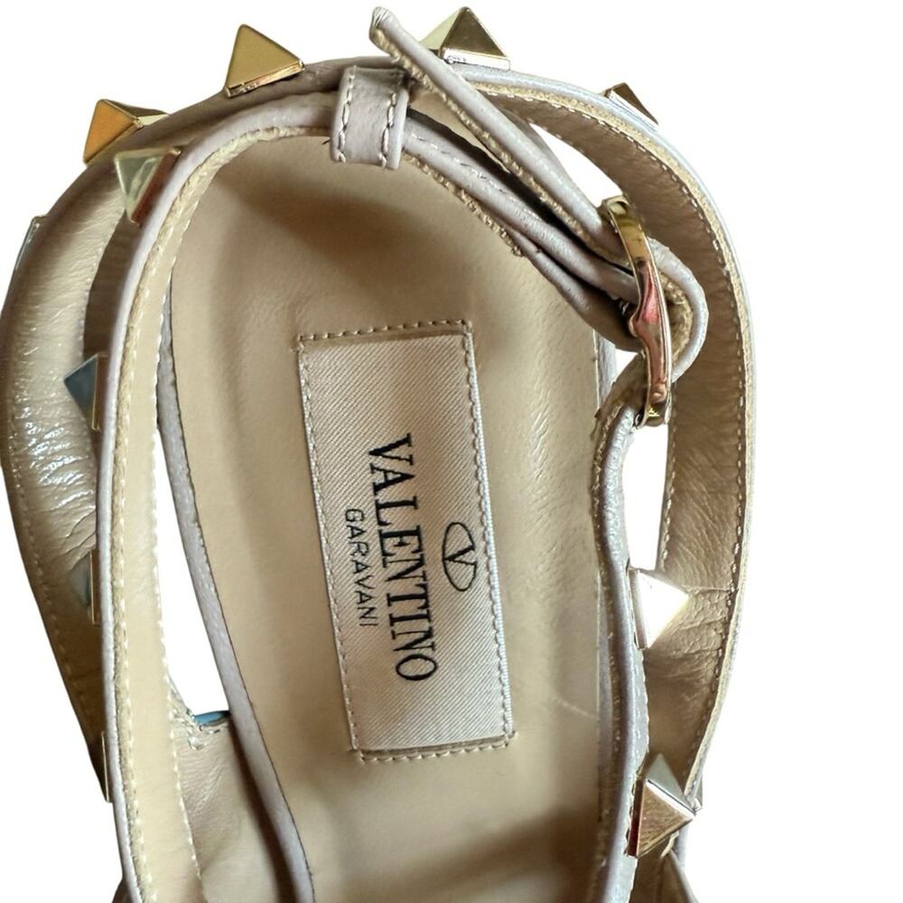 Valentino Garavani Rockstud  Blue Ciel Leather T Ankle Strap Pumps EU 38 US 8 - Picture 11 of 14